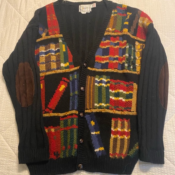 Colorful Book Pattern Cardigan - Picture 1 of 9
